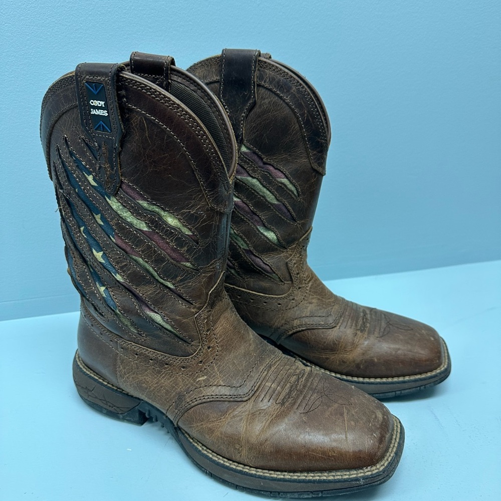 Cody James American Flag Leather Cowboy Boots